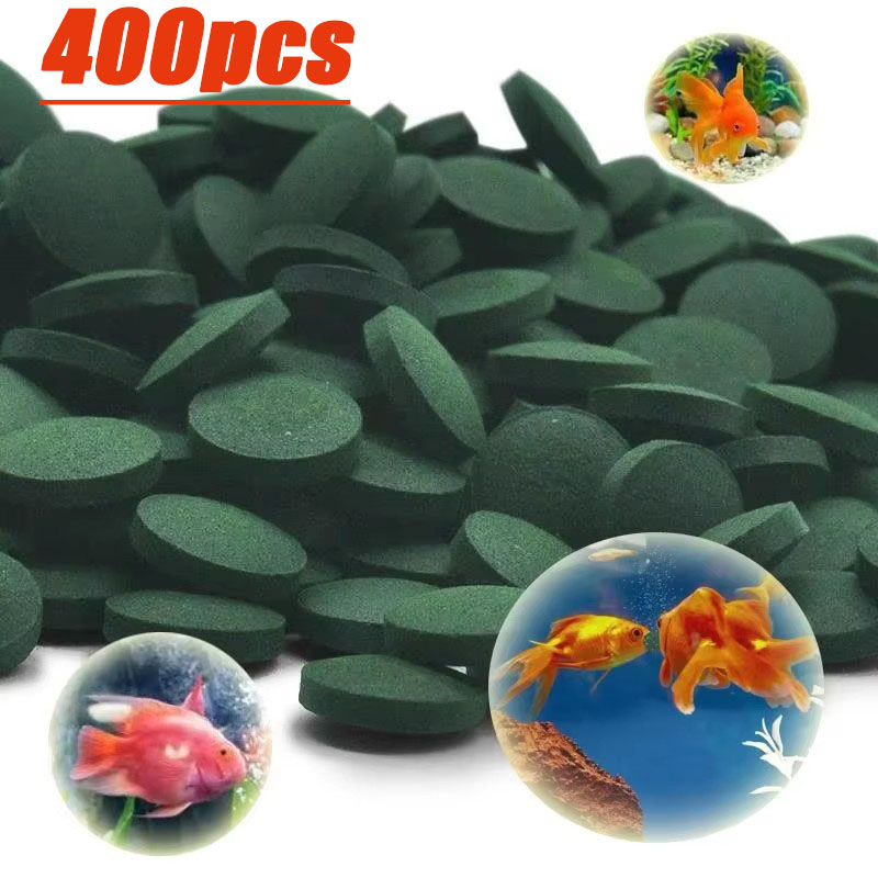 Spirulina Tablet Organic - 50-400 ชิ้น เม็ดสาหร่ายสไปรูลิน่าบริสุทธิ์สูง สาหร่ายทะเลแบบเกลียว อาหารเสริมสำหรับสัตว์เลี้ยง อาหารปลา