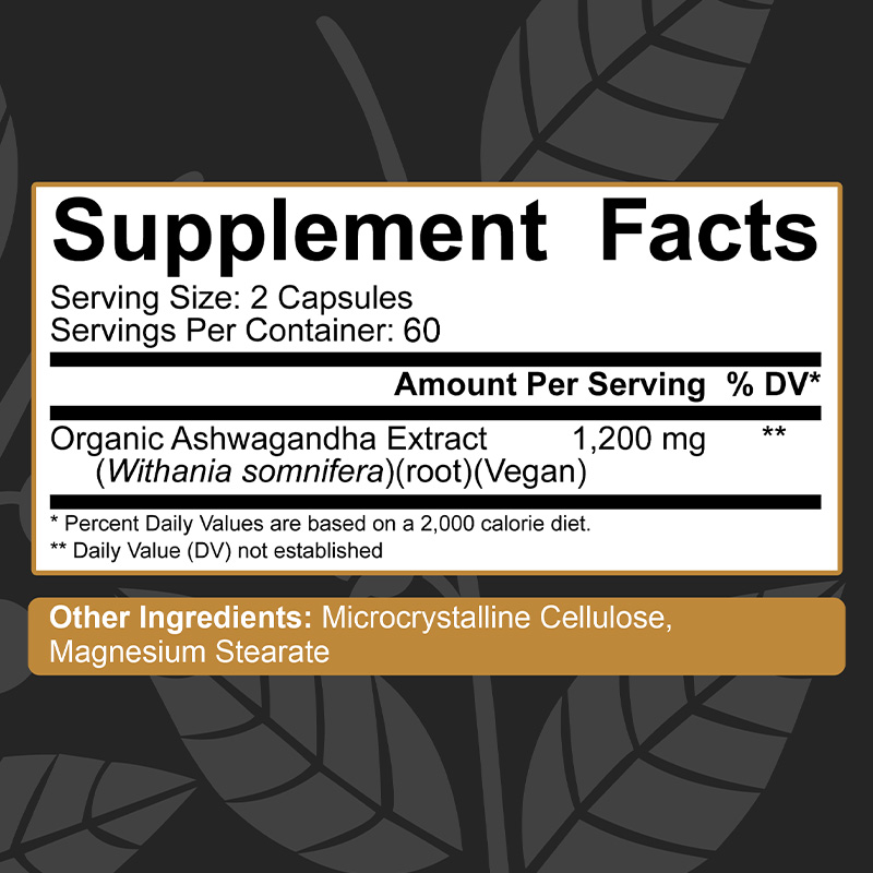 Ashwagandha Extract Root - แคปซูลอัชวกันดาออร์แกนิก -ปรับปรุงสุขภาพการนอนหลับ, โฟกัส, เพิ่มสมอง, สนับสนุนอารมณ์ตามธรรมชาติ, เติมพลังงาน