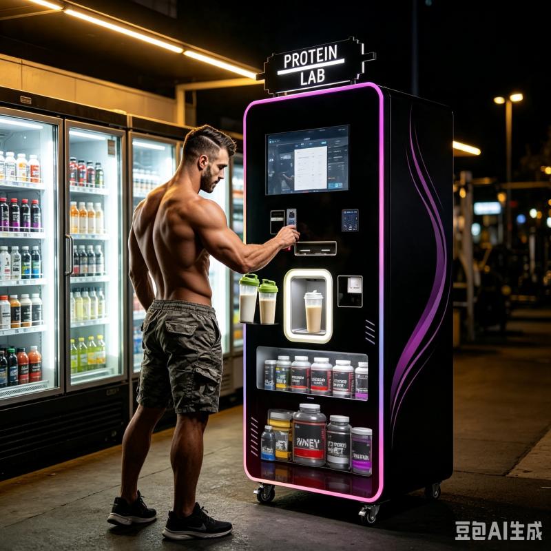 Fitness Nutrition Protein - เครื่องจำหน่ายโปรตีนเชคแบบปรับแต่งได้ เครื่องจ่ายเครื่องดื่มโภชนาการอัจฉริยะสำหรับศูนย์ฟิตเนสและยิม ใช้งานง่าย ประสิทธิภาพสูง พร้อมระบบผสมอัตโนมัติ